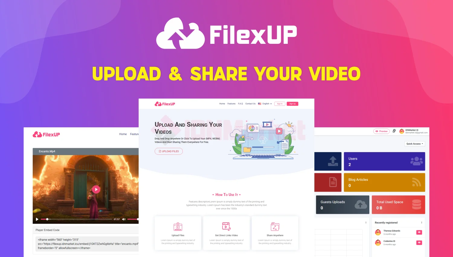 FilexUp - Easy Large Upload Video Files Sharing, Support Embed Player
